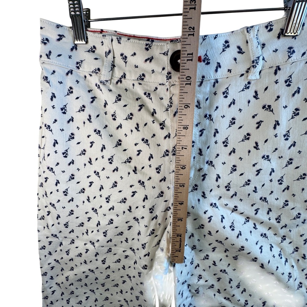 Peace Love World Floral Wide Leg Crop Pants Cotton Stretch Cream Navy Size 8 NEW - Picture 7 of 11